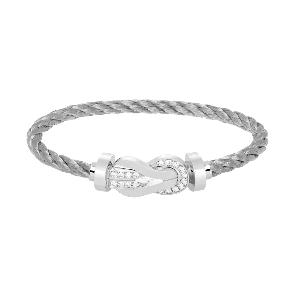 [baslovejewels]CHANCE LARGE 8 FIGURE BUCKLE HALF DIAMOND BRACELET SILVER