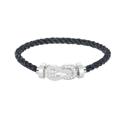 [baslovejewels]CHANCE LARGE 8 FIGURE BUCKLE HALF DIAMOND BRACELET SILVER