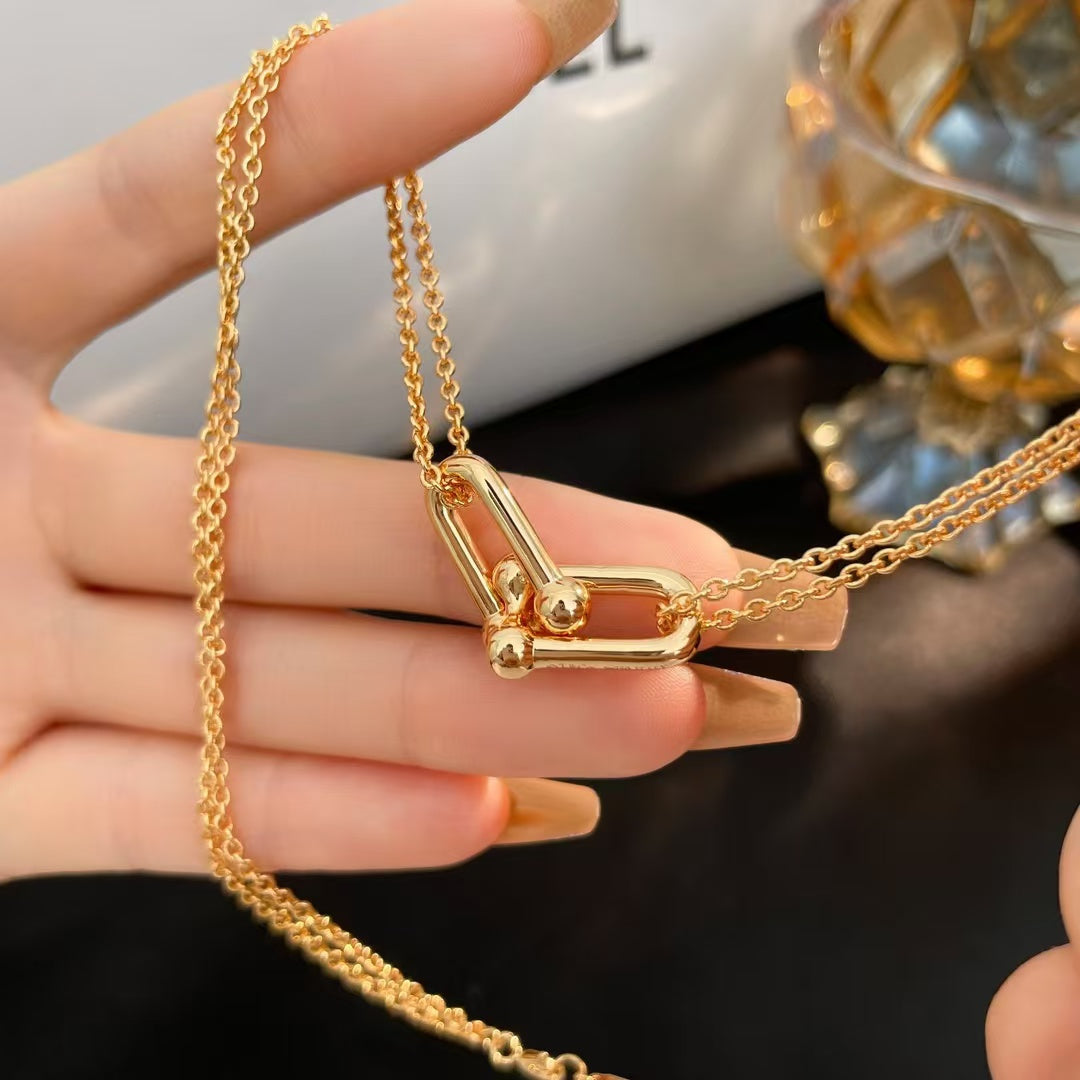 U-shaped Double Chain Glod Necklace