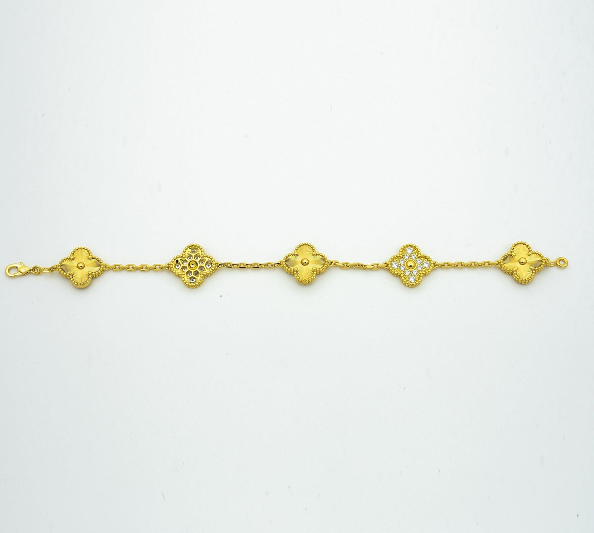 [baslovejewels]CLOVER BRACELET 5 MOTIFS GOLD DIAMOND