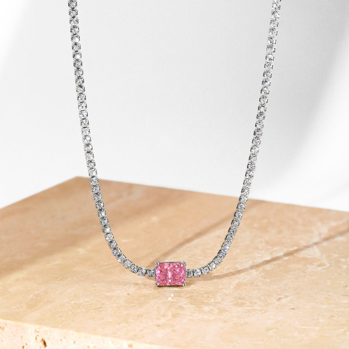 [baslovejewels]2.0 carat Ornate Emerald Cut Necklace