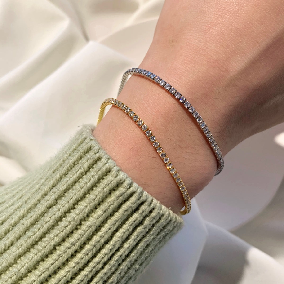 [baslovejewels]Radiant Shinning Princess Cut Tennis Bracelet