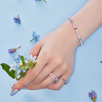 [baslovejewels]Dainty Kaleidoscopic Emerald Cut Daily Ring
