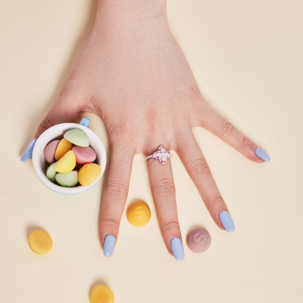 [baslovejewels]Luxurious Colorful Flower Shape Banquet Ring