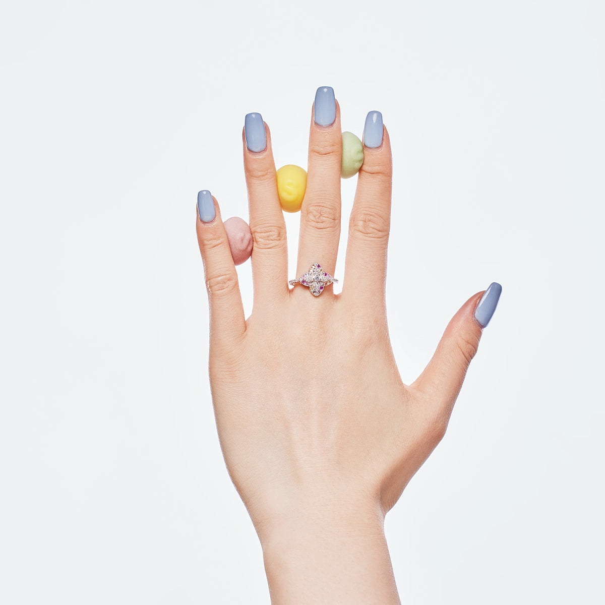 [baslovejewels]Luxurious Colorful Flower Shape Banquet Ring