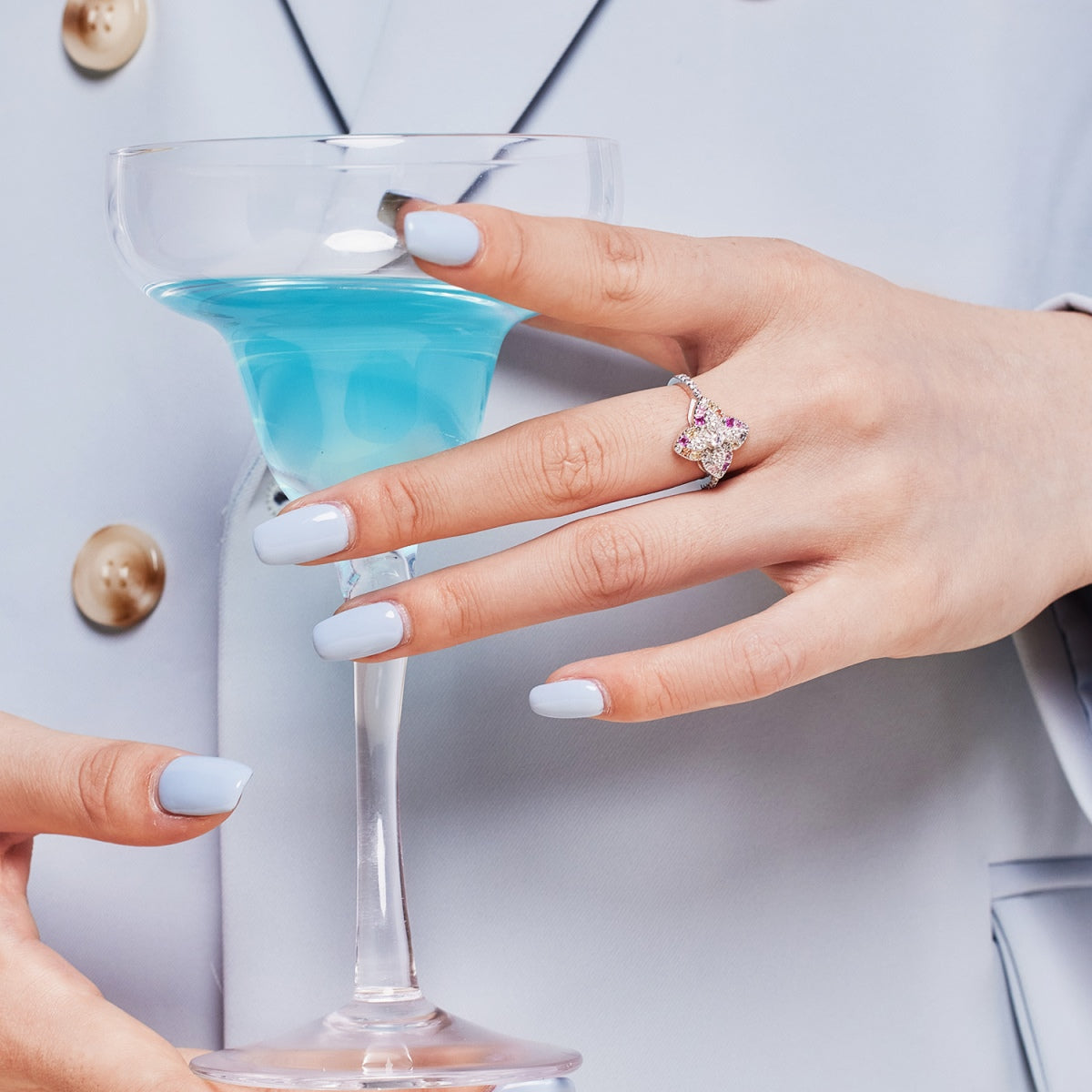 [baslovejewels]Luxurious Colorful Flower Shape Banquet Ring