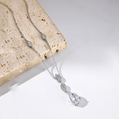 [baslovejewels]Dazzling Pear Cut Necklace