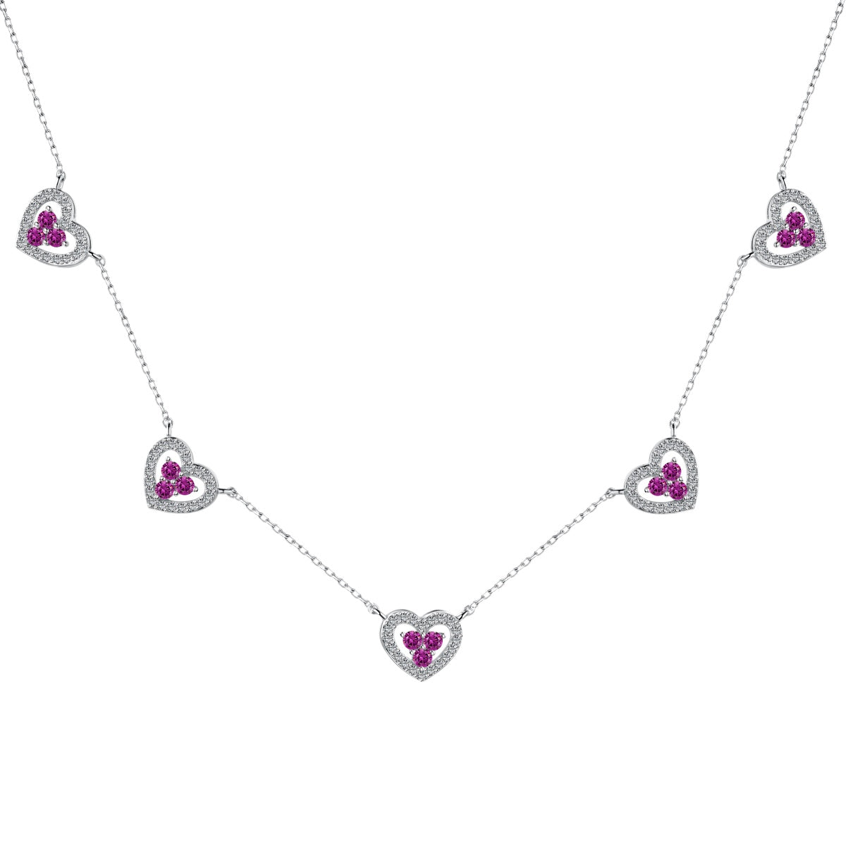 [baslovejewels]Sparkling Five Heart Necklace