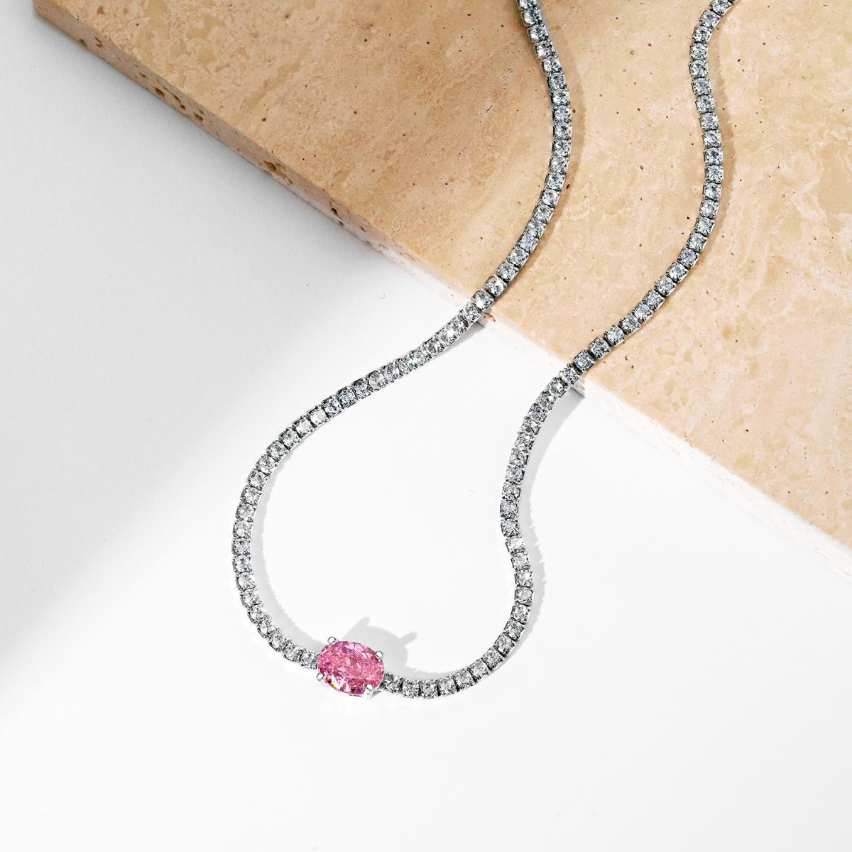 [baslovejewels]1.0 Carat Shining Oval Cut Necklace