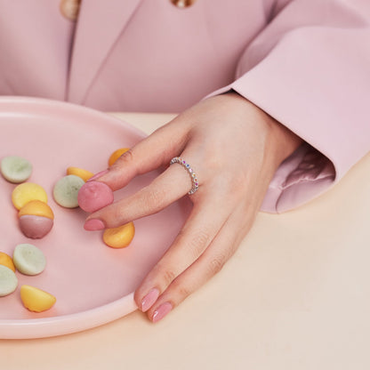 [baslovejewels]Unique Scintillating Round Cut Daily Ring