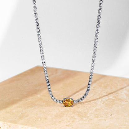 [baslovejewels]1.0 Carat Shining Oval Cut Necklace