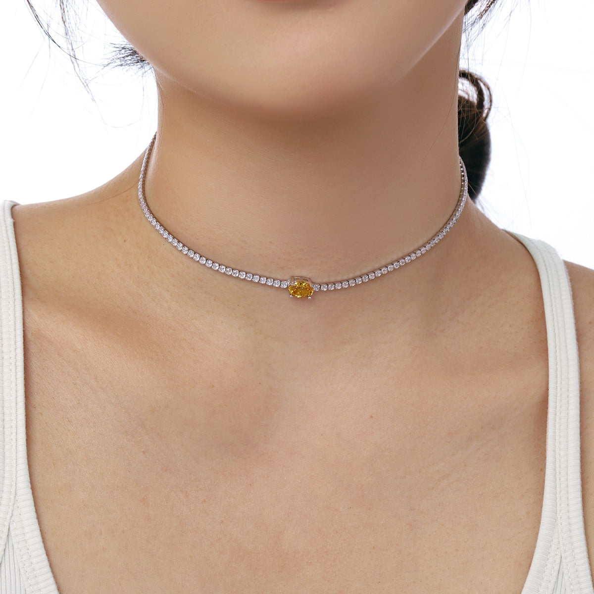 [baslovejewels]1.0 Carat Shining Oval Cut Necklace