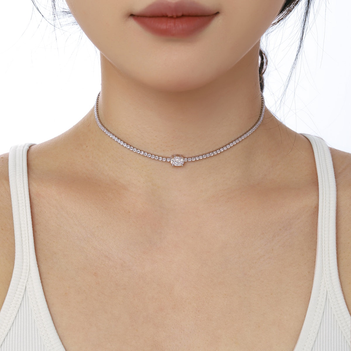 [baslovejewels]1.0 Carat Shining Oval Cut Necklace