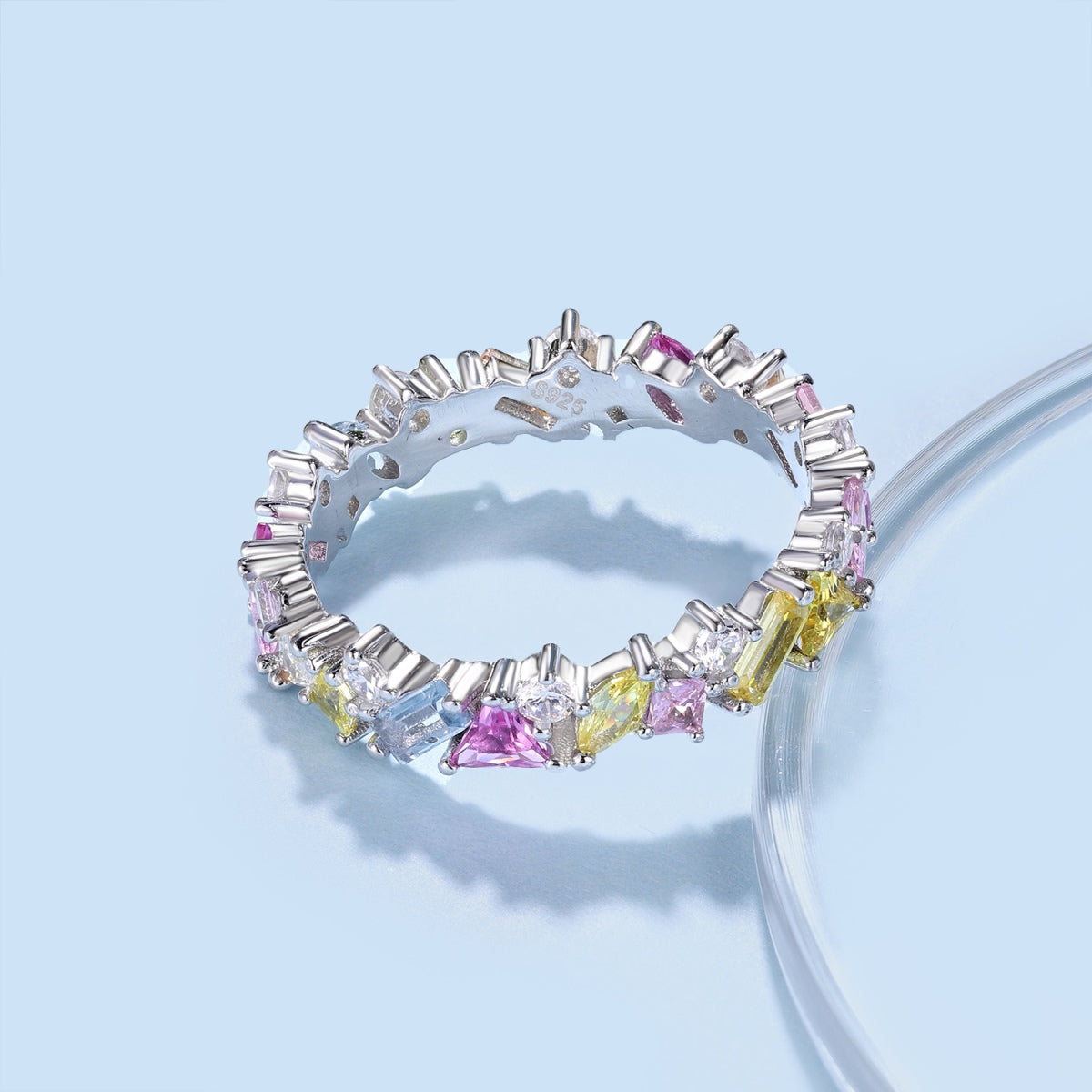 [baslovejewels]Dazzling Polychromatic Multi cut Daily Ring