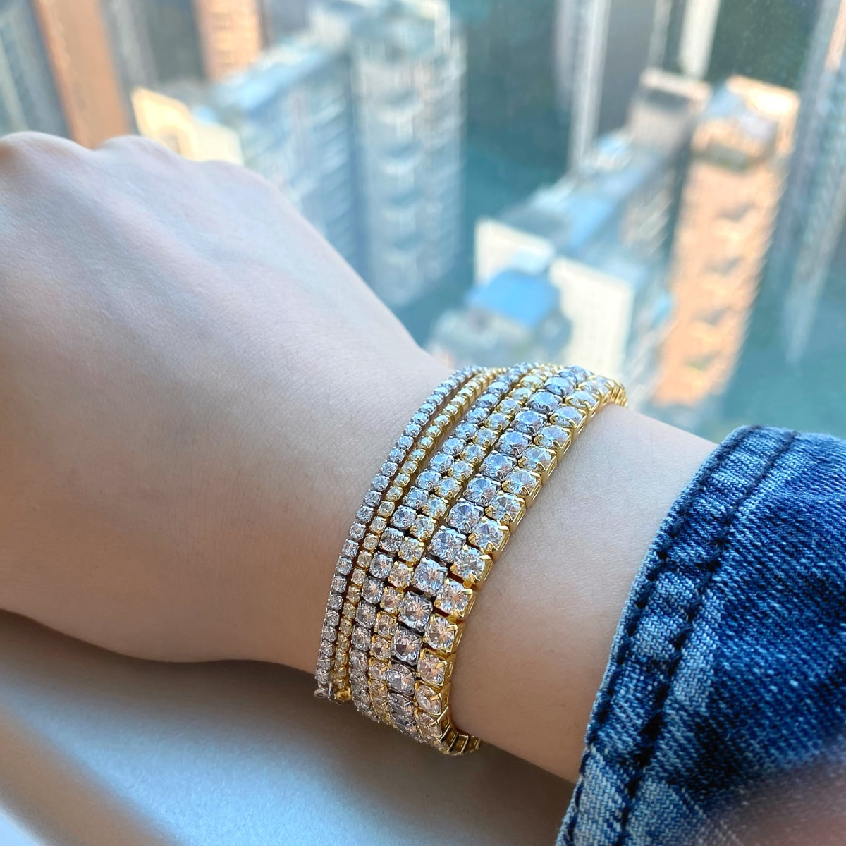 [baslovejewels]Radiant Shinning Princess Cut Tennis Bracelet