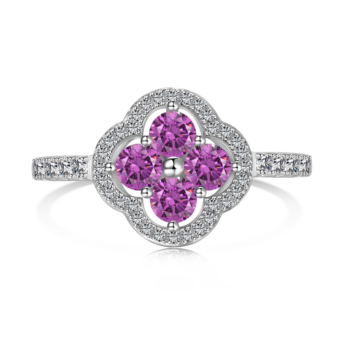 [baslovejewels]Four Leaf Clover Flower Design Ring