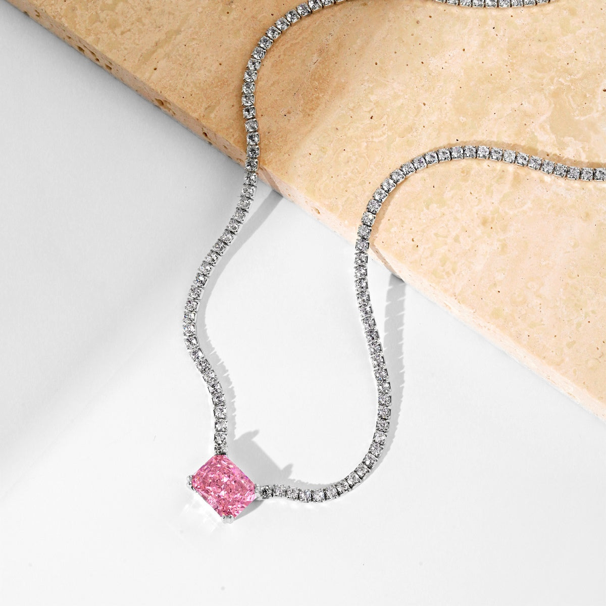 [baslovejewels]4.0 Carat Elegant Radiant Cut Necklace