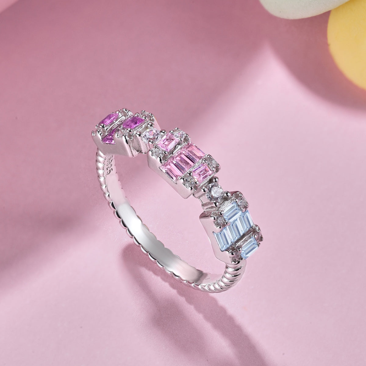 [baslovejewels]Unique Colorful Emerald Cut Party Ring