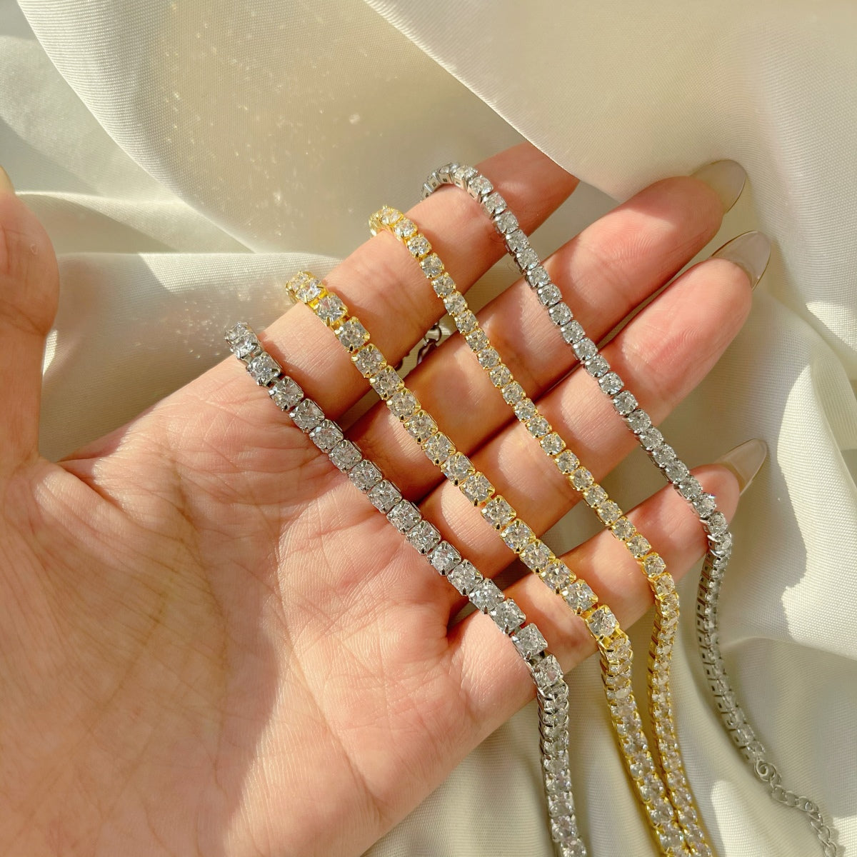 [baslovejewels]Sparkling Radiant Princess Cut Tennis Bracelet