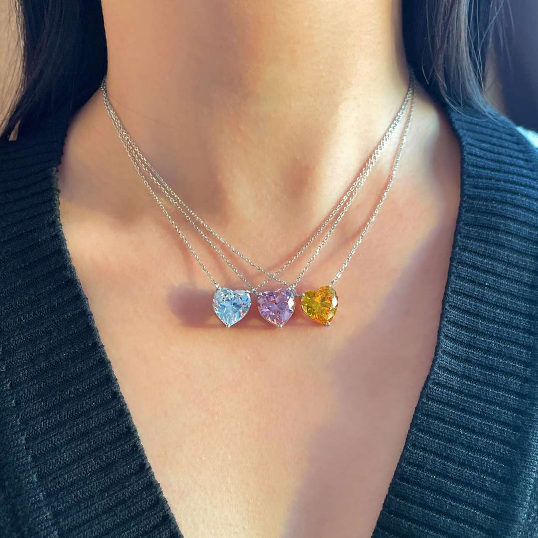 [baslovejewels]6.0 carat Radiant Heart Shape Necklace