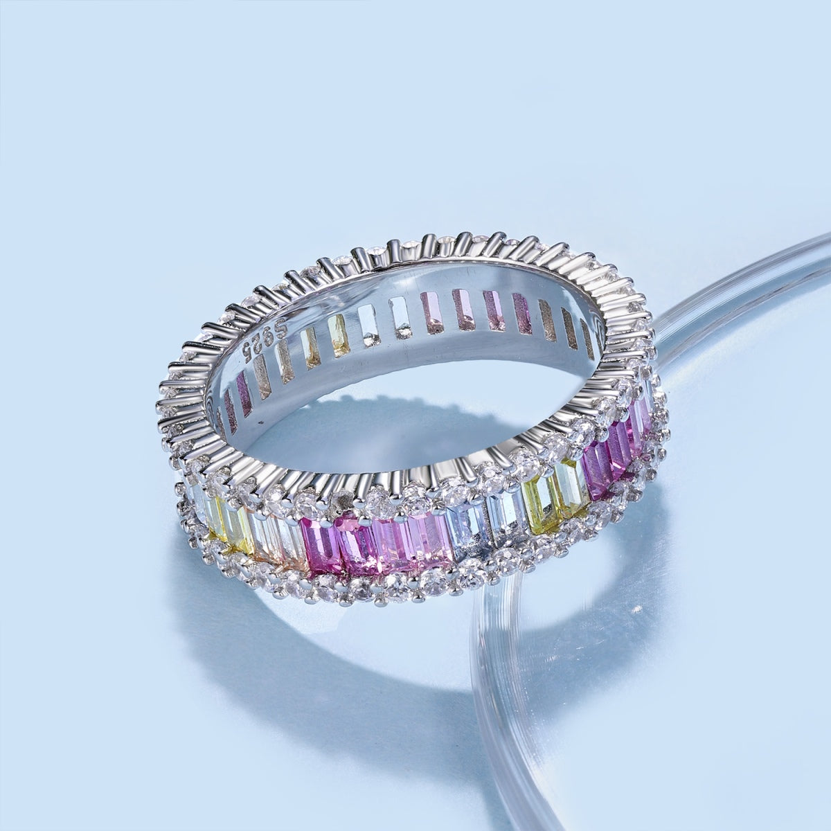 [baslovejewels]Dainty Kaleidoscopic Emerald Cut Daily Ring
