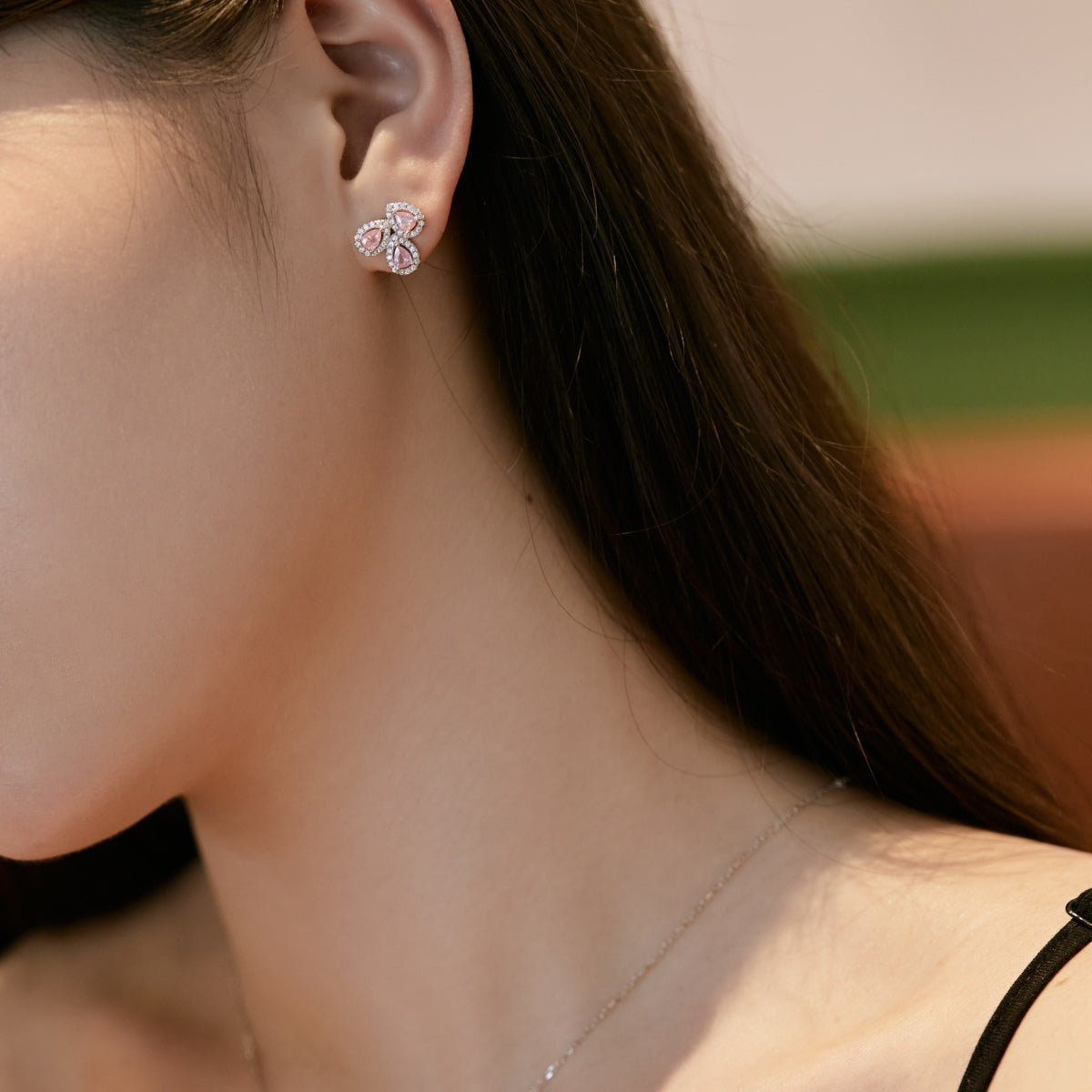 [baslovejewels]Ornate Flower Shape Pear Cut Lover Earrings