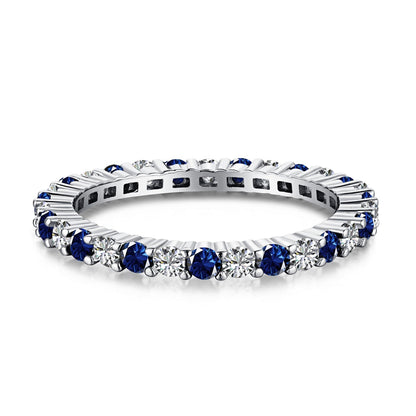 [baslovejewels]Exquisite Colorful Round Cut Tennis Ring