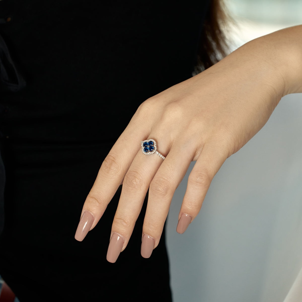 [baslovejewels]Four Leaf Clover Flower Design Ring