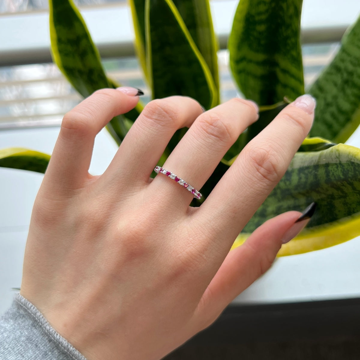 [baslovejewels]Exquisite Colorful Round Cut Tennis Ring