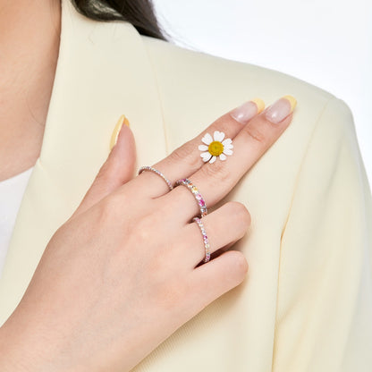 [baslovejewels]Ornate Colorful Round Cut Tennis Ring