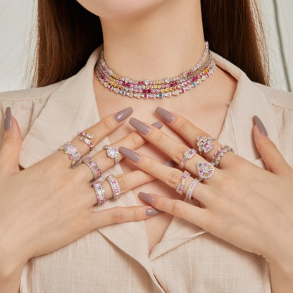 [baslovejewels]Dainty Colorful Radiant Cut Daily Ring