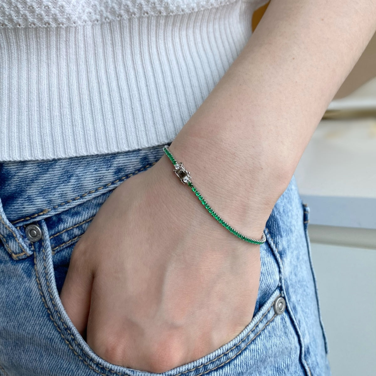 [baslovejewels]Dazzling Colorful Round Cut Daily Bracelet