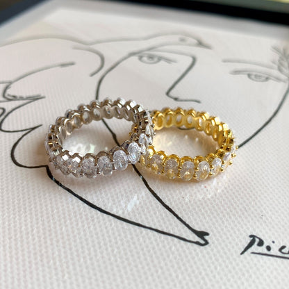 [baslovejewels]Ornate Oval Cut Tennis Ring