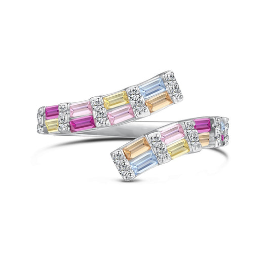 [baslovejewels]Charming Colorful Radiant Cut Adjustable Daily Ring
