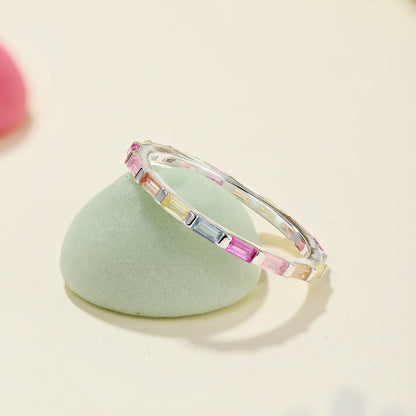 [baslovejewels]Exquisite Multicolored Emerald Cut Daily Ring