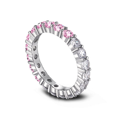 [baslovejewels]Sparkling Round Cut Tennis Ring