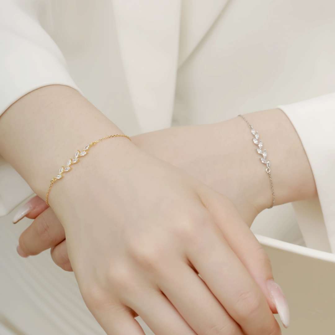 [baslovejewels]Elegant Wheat Leaves Shape Bracelet