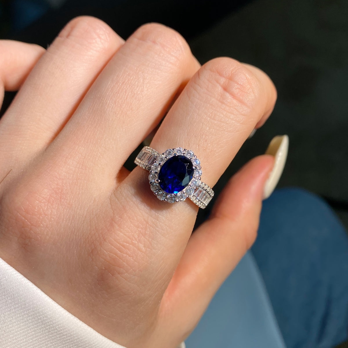 [baslovejewels]1.5 Carat Dazzling Charming Oval Cut Banquet Ring
