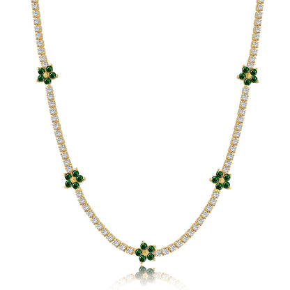 [baslovejewels]Luxurious Colorful Flower Tennis Necklace