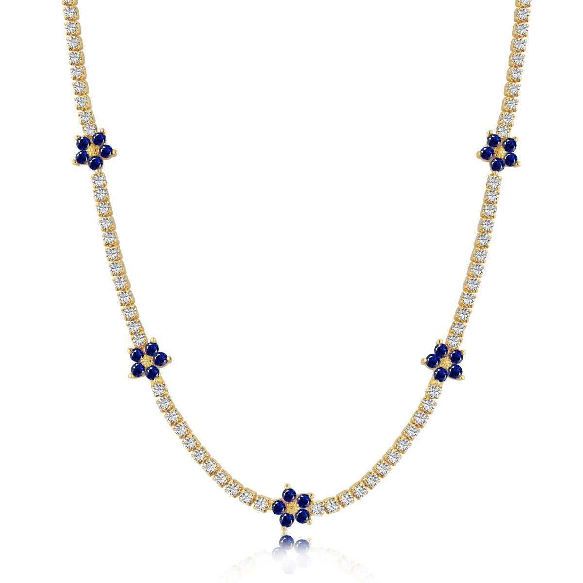 [baslovejewels]Luxurious Colorful Flower Tennis Necklace