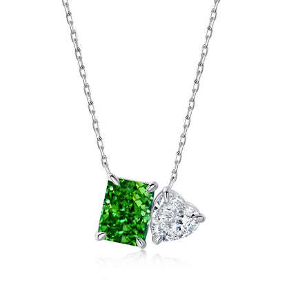 [baslovejewels]Dazzling Square & Heart Shape Necklace