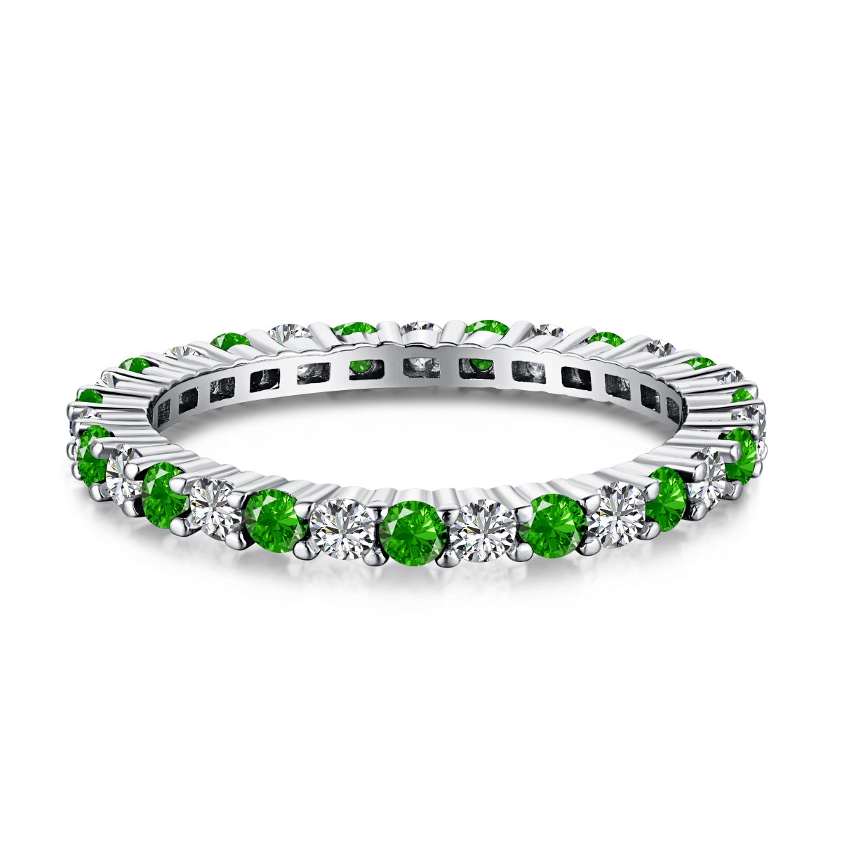 [baslovejewels]Exquisite Colorful Round Cut Tennis Ring