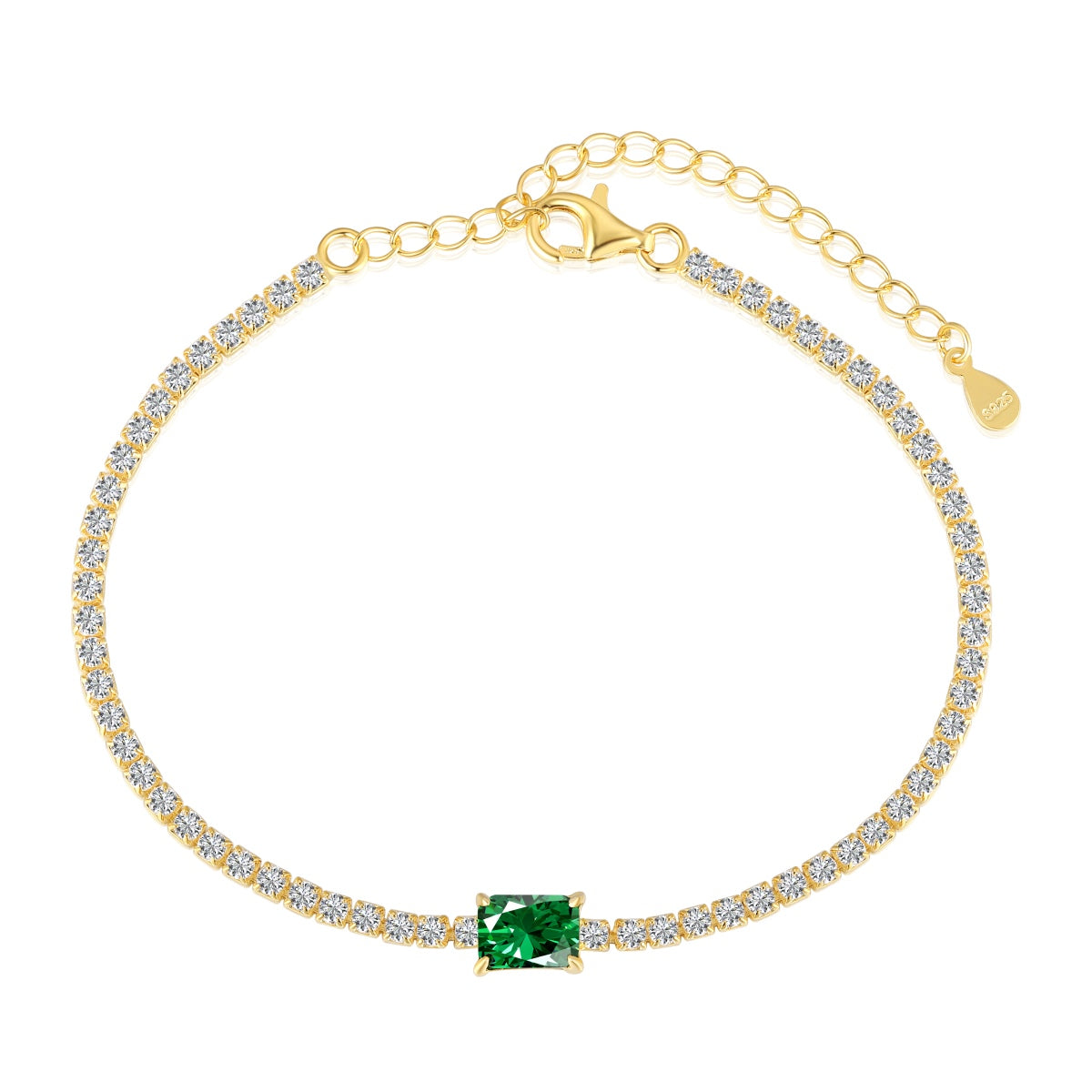 [baslovejewels]1.0 Carat Unique Emerald Cut Banquet Bracelet