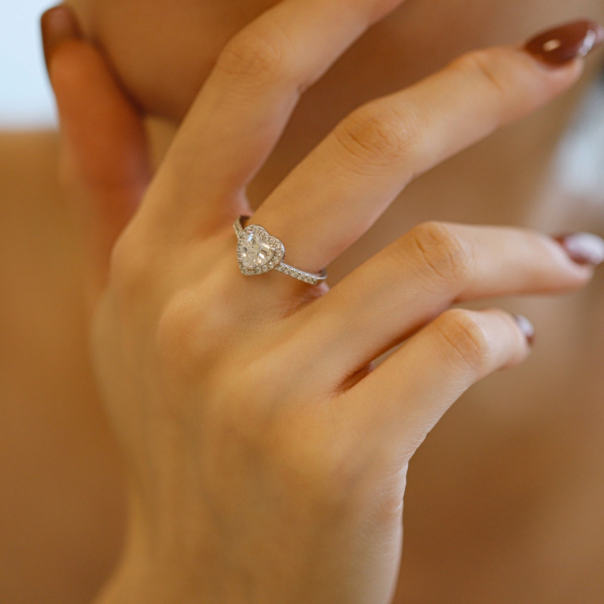 [baslovejewels]Eternity Splashy Romantic Heart Shape Lover Ring