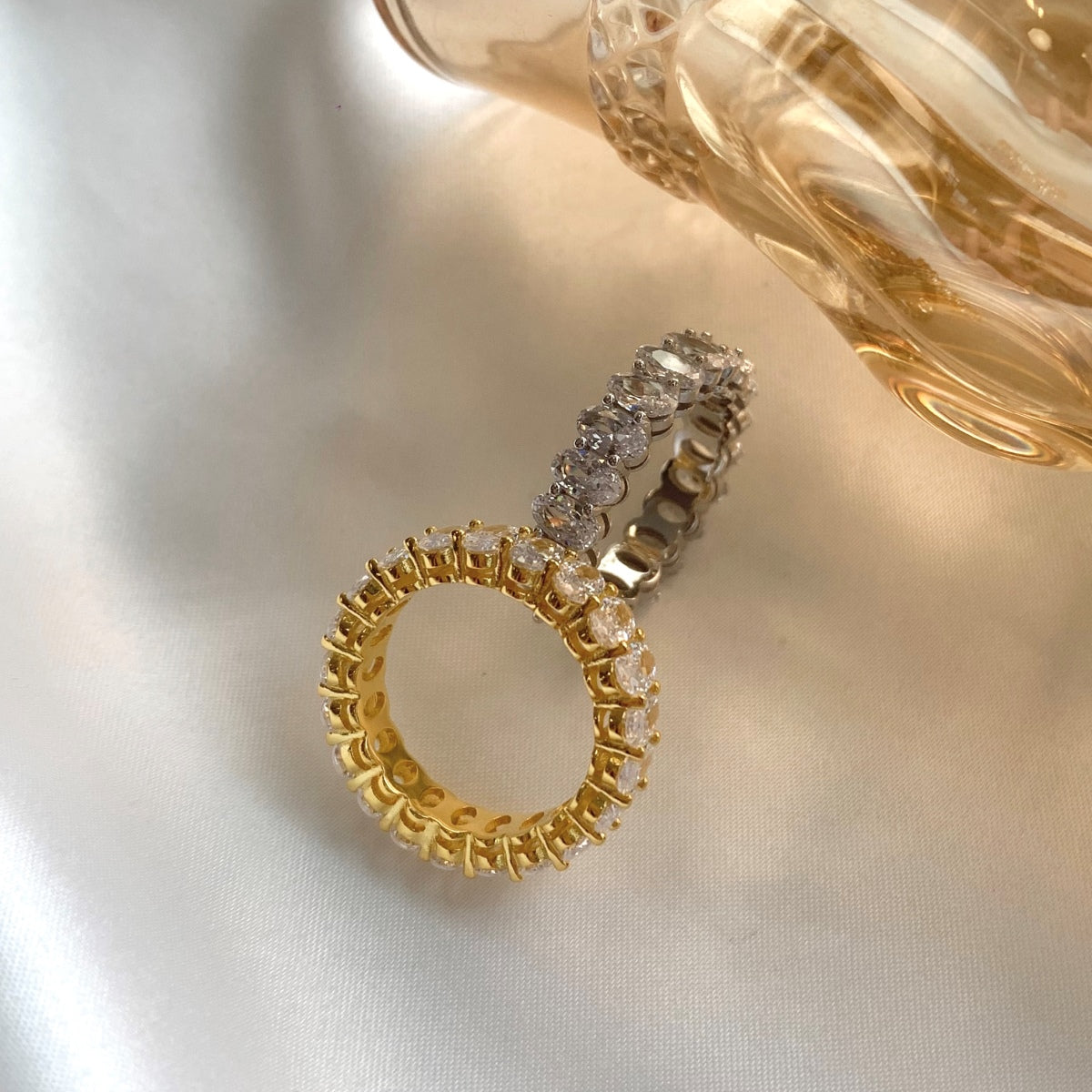 [baslovejewels]Ornate Oval Cut Tennis Ring
