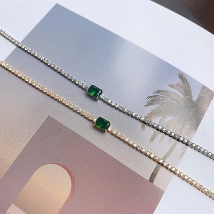 [baslovejewels]1.0 Carat Unique Emerald Cut Banquet Bracelet