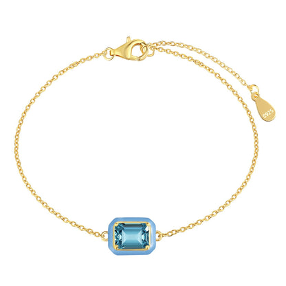 [baslovejewels]2.0 Carat Sparkling Colorful Emerald Cut Daily Bracelet