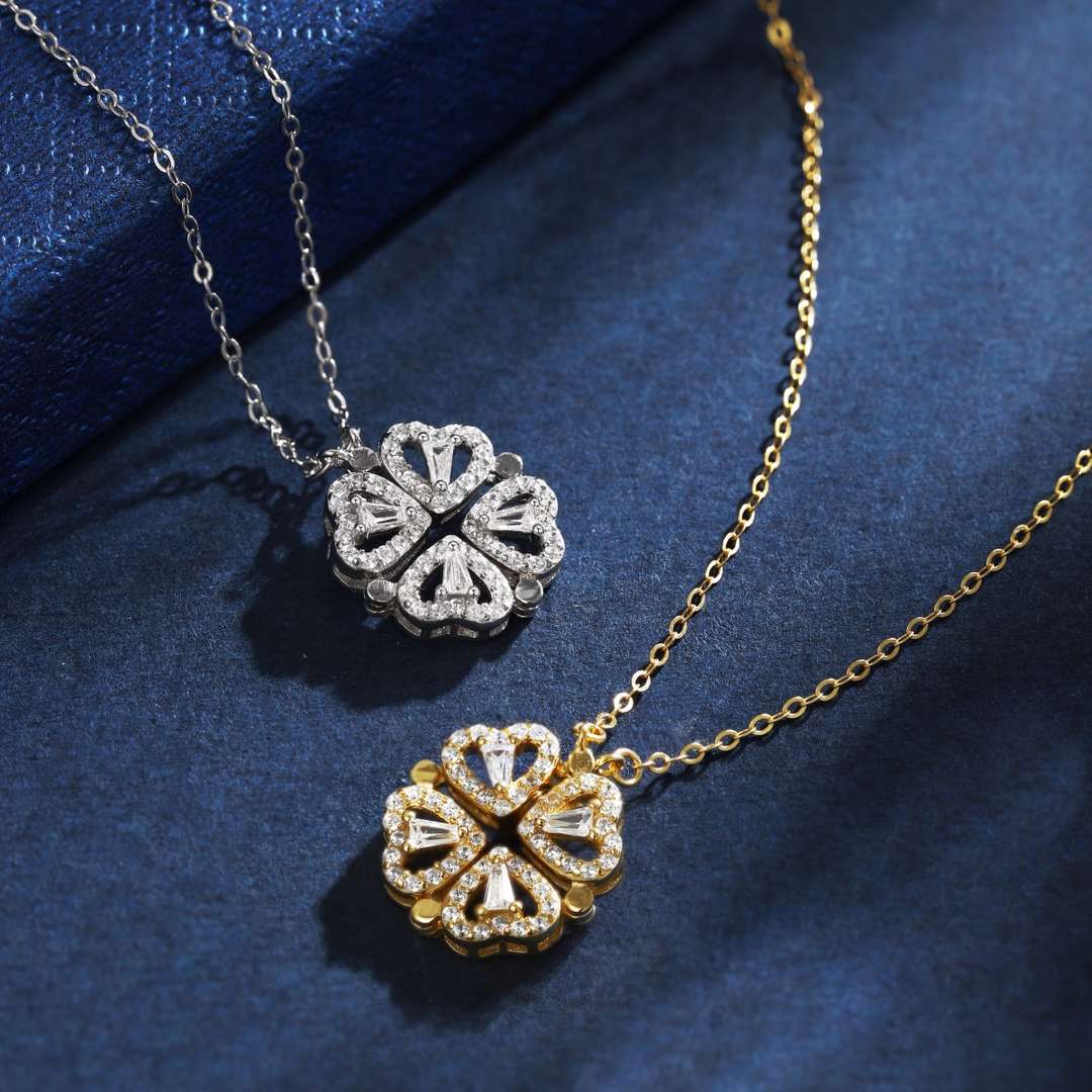 [baslovejewels]Ornate Heart Cut Flower Shape Necklace