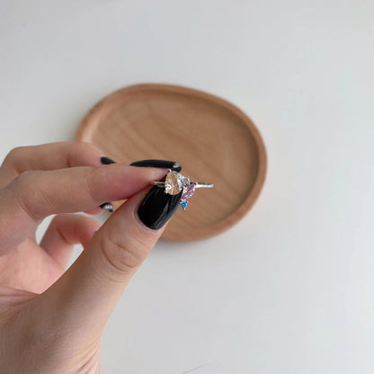 [baslovejewels]Radiant Colorful Multi Cut Daily Ring