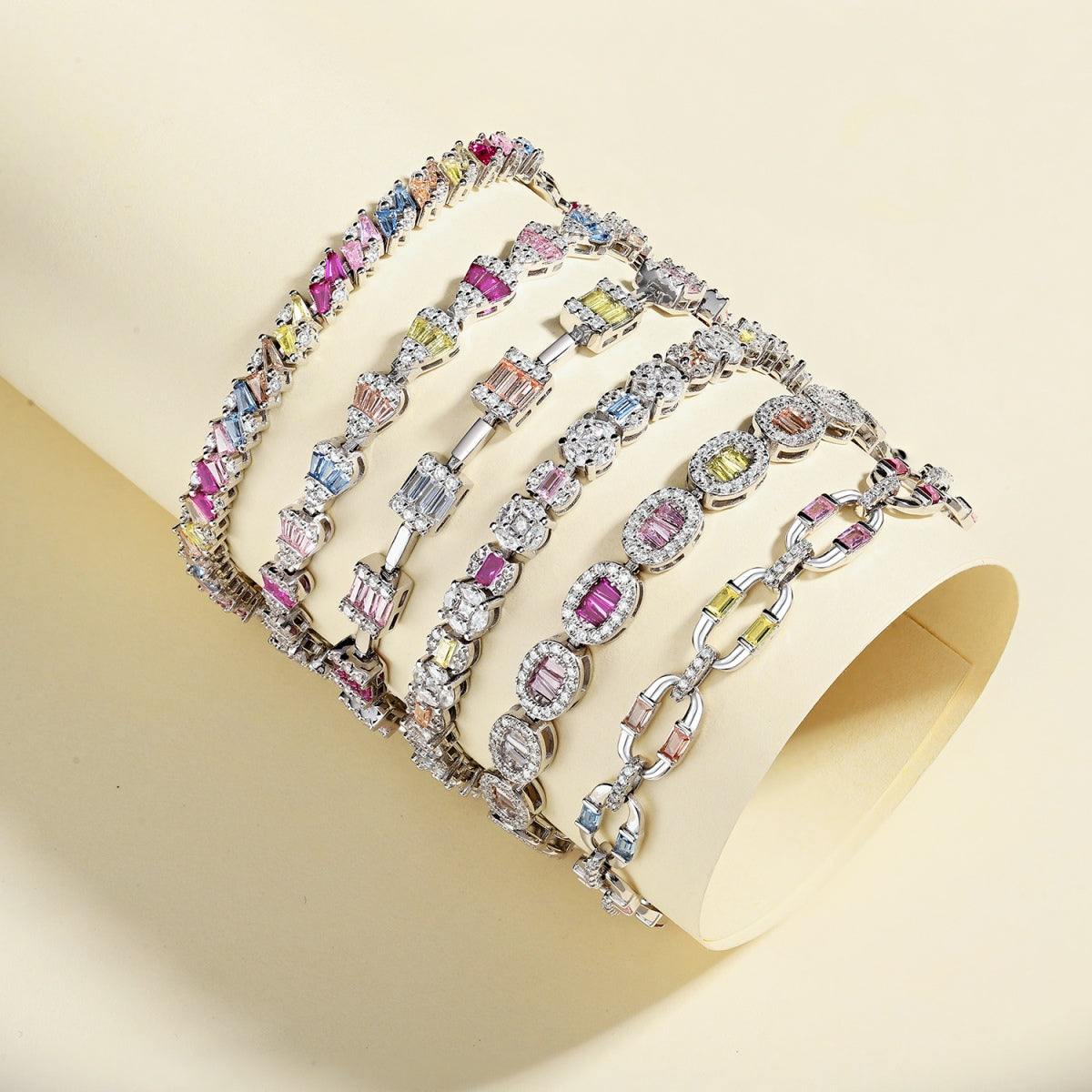 [baslovejewels]Dazzling Radiant Multi Cut Daily Bracelet